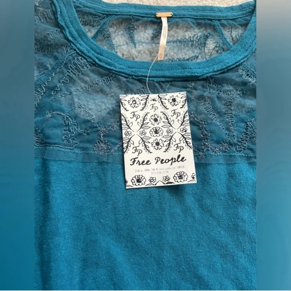 New Free People - Sidney Embroidered Mixed Media Long Sleeve Top - Sz XS - Picture 4 of 6